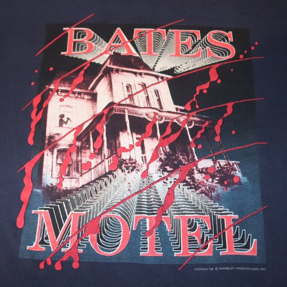 Vintage 90s Bates Motel T-Shirt Psycho Movie Tee Single Stitch. Made In USA - Picture 1 of 10